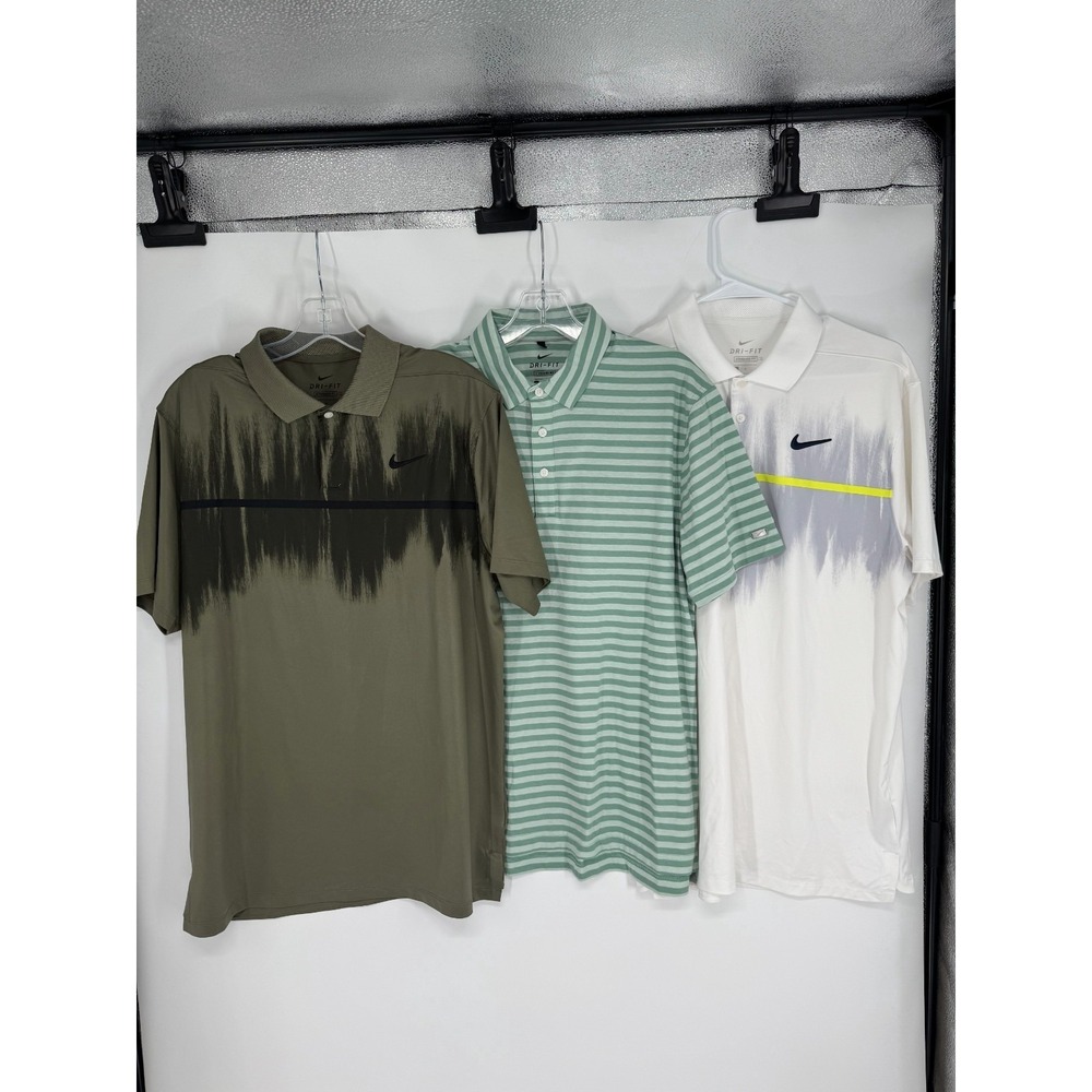 Lof Of 3 Nike Dri Fit Polo Shirt Medium Golf Short Sleeve Graphic Performance